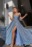 Kateprom A line Prom Dresses With Slit Sparkly Sweetheart Evening Gowns KPP1620