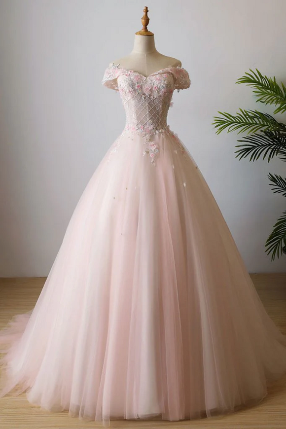 Kateprom Ball Gown Long Prom Dress Applique Formal Evening Dress KPP1626
