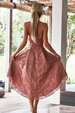Kateprom A Line Spaghetti Straps High Low Blush Lace Short Prom Dress Homecoming Dress KPH0623