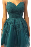 Kateprom Halter Neck Short Emerald Green Lace Prom Dresses Homecoming Dresses KPH0627