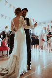 Kateprom Elegant Long Sleeves V back Lace Long Sleeves Wedding Dress KPW0721