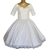 Kateprom 50s Style White Lace And Satin Short Wedding Dress KPW0724