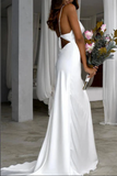 Kateprom Graceful Silk Satin Mermaid Spaghetti Straps Scoop Wedding Dresses KPW0725