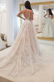 Tulle A line V neck Lace Appliques Wedding Dresses, Wedding Gown KPW0738