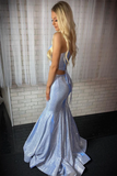 Sparkle Two Piece Mermaid Light Blue Long Prom Formal Dress KPP1680