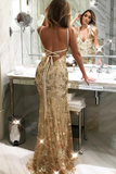 V Neck Backless Mermaid Rose Gold/Silver/Navy Blue Long Prom Dress KPP1728