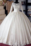 Vintage Long Sleeves Lace Ball Gown Bridal Gown Wedding Dresses, Princess Bridal Dress KPW0282