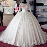 Vintage Long Sleeves Lace Ball Gown Bridal Gown Wedding Dresses, Princess Bridal Dress KPW0282