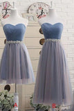 Sweetheart Bridesmaid Dress,Short Bridesmaid Gown,Tea-Length Tulle Prom Dress,Short Prom Dress KPB0009