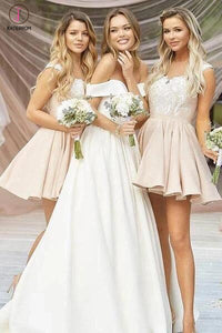 A-Line Short Bridesmaid Dress With Lace Appliques, Hot Selling Homecoming Dress KPB0029