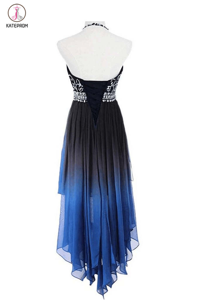 High Low Halter Sleeveless Chiffon Ombre Prom Dress, Beading Ombre Bri kateprom High Low Halter Sleeveless Chiffon Ombre Prom Dress, Beading Ombre Bri kateprom