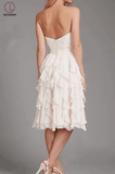 Empire Strapless Chiffon with Ruffles Knee-length Short Bridesmaid Dresses KPB0021