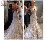 Tulle Wedding Dress With Appliques,Straps Bridal Dress,Sleeveless Mermaid Wedding Dress KPW0036