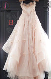 Appliqued Tulle Wedding Gowns,Princess Wedding Dress With Flowers,A-line Wedding Dress KPW0037