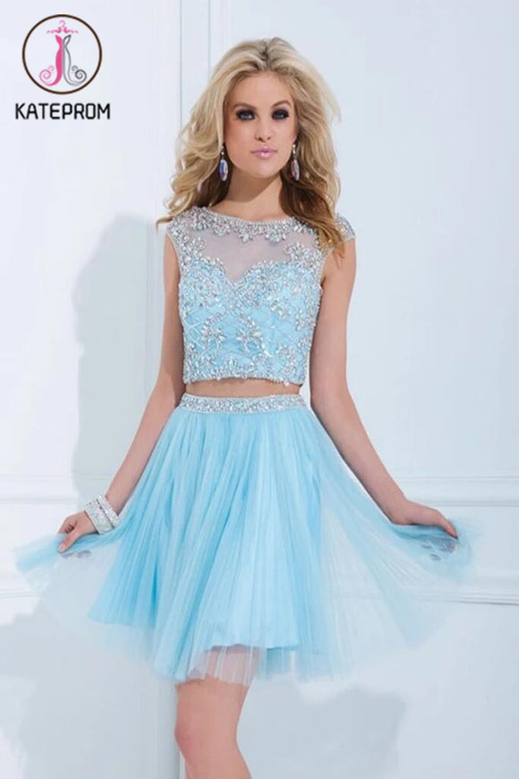 Two Pieces Tulle Short Prom Dress Homecoming Dress KPH0041