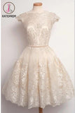 Short Sleeve Lace Prom Dress Homecoming Dress KPH0055