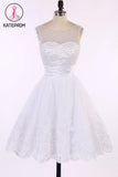 V-neck Ivory Lace Prom Dress Homecoming Dresses KPH0064