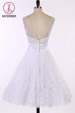 V-neck Ivory Lace Prom Dress Homecoming Dresses KPH0064