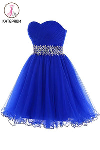 Royal Blue Beaded Tulle Prom Dresses Homecoming Dress KPH0086