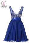 Scoop Chiffon Grape Beading Prom Dress Homecoming Dress KPH0094