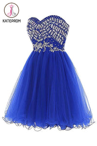Royal Blue Tulle Sleeveless Prom Dress Homecoming Dress KPH0096
