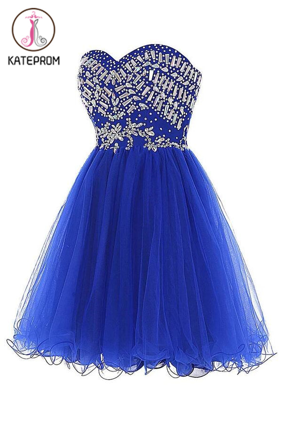 Royal Blue Tulle Sleeveless Prom Dress Homecoming Dress KPH0096