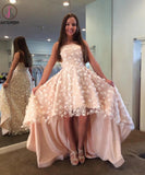 High-low Strapless homecoming dress,Cute Beach Wedding Dress,High-low Prom Dresses KPW0067