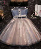 Kateprom A-line Strapless Short Tulle Sash Homecoming Cocktail Party Dresses for Teens KPH0279