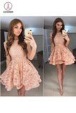 Kateprom A-Line Round Neck Lace Mini Prom Dress,Cute Lace Short Homecoming Dress KPH0283