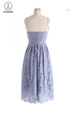 Kateprom Lavender Spaghetti Straps Lace Prom Dress,Knee Length Homecoming Dress KPH0286