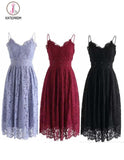 Kateprom Lavender Spaghetti Straps Lace Prom Dress,Knee Length Homecoming Dress KPH0286