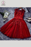 Kateprom Beautiful Short Appliqued Tulle Cocktail Dress Homecoming Dress With Sash KPH0291