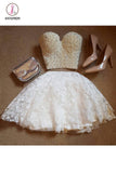 Kateprom Two Piece Sweetheart Beaded Lace Homecoming Dress, Mini Cute Prom Gown KPH0306