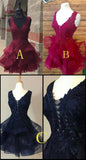 Kateprom Dark Burgundy V Neck Outstanding Lace Appliqued Homecoming Dress KPH0327