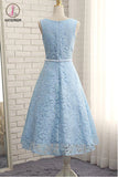Kateprom Cheap Tea Length Sleeveless Lace Prom Dress, A Line Tea Length Homecoming Gown KPH0359