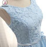 Kateprom Cheap Tea Length Sleeveless Lace Prom Dress, A Line Tea Length Homecoming Gown KPH0359