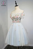 Kateprom A Line Sweetheart Cute Short Homecoming Dress with Appliques, Mini Short Dress with Belt KPH0365