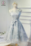 Kateprom Cute A line Sleeveless Short Prom Dress, Appliqued Homecoming Dress For Girl KPH0367