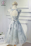 Kateprom Cute A line Sleeveless Short Prom Dress, Appliqued Homecoming Dress For Girl KPH0367