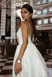 Kateprom A-Line Spaghetti Straps Backless Ivory Lace Homecoming Dress with Appliques KPH0388