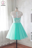 Kateprom Fashion Round Neck A Line Short Homecoming Dress with Lace, Cheap Sweet 16 Dresses KPH0399
