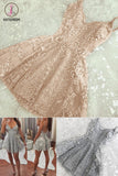 Kateprom Spaghetti Strap V Neck Lace Homecoming Dresses, Mini Graduation Dresses, Sweet 16 Dress KPH0382