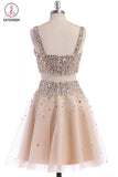 Kateprom Two Piece Strap Homecoming Dress with Crystals, A Line Tulle Short Party Dress KPH0429