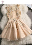 Kateprom Mini V Neck Homecoming Dress with Pearls, Gorgeous Appliques Short Graduation Dress KPH0444