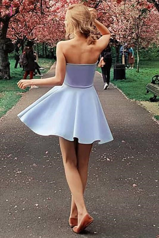 Kateprom Lavender Strapless Mini A Line Homecoming Dress, Simple Short kateprom Kateprom Lavender Strapless Mini A Line Homecoming Dress, Simple Short kateprom