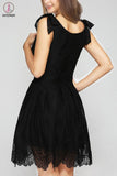 Kateprom Black V Neck Sleeveless Lace Homecoming Dress, Cheap Short Prom Dress KPH0488