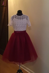 Kateprom Burgundy Short Homecoming Dress with Top Lace, Cute Short Prom Dress with Lace KPH0502