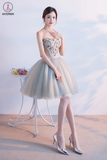 Kateprom Cute Sweetheart Homecoming Dress with Flowers, Short Strapless Prom Dresses KPH0507