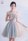 Kateprom Cute Sweetheart Homecoming Dress with Flowers, Short Strapless Prom Dresses KPH0507