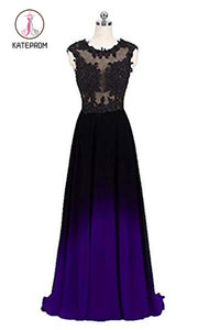 purple and black ombre prom dress Tulle Black And Purple Ombre Dress Blue/Purple Ombre Tulle Prom Dress, V Neck Lace Appliqued